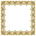 Decorative square ornament with traditional medieval elements on isolated white