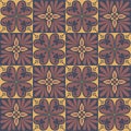Decorative square shaped ceramic tiles, trendy beige brown brick dark color vintage vector illustration