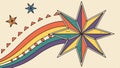 Decorative star with rainbow tail, wish, dream, magic, celestial art vector design Generative AI Royalty Free Stock Photo