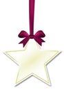 Decorative star with violet red bow