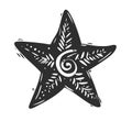 Decorative Starfish Silhouette Illustration. Nautical Theme With Intricate Patterns Isolated Vector Illustration Royalty Free Stock Photo