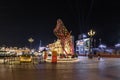 A decorative statue in the style of abstract art stands on the central alley in the Global Village near Dubai city, United Arab