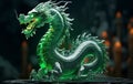 Decorative statuette of a green oriental scary dragon