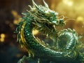 Decorative statuette of a green oriental scary dragon