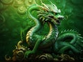 Decorative statuette of a green oriental scary dragon