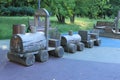 Decorative steam locomotive on the playground. Royalty Free Stock Photo