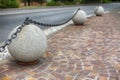 Decorative stone spheres on the pavement Royalty Free Stock Photo