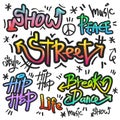 Decorative street graffiti art in various color