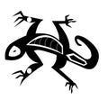 Decorative, stylized, blackenning lizard