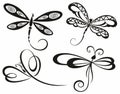 Decorative stylized dragonfly.Tattoo design. Vector llustration.