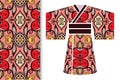 Decorative stylized Japanese kimono ethnic clothes