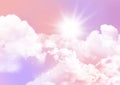 Decorative sugar cotton candy clouds sky background