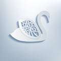 Decorative swan with shadow, 3d effect. Royalty Free Stock Photo