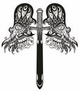 Decorative Sword with wings for your design. Art Design. Vector illustration