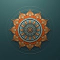 Decorative Symmetrical Mandala with Layered Geometric Rings on Smooth Teal Background Royalty Free Stock Photo
