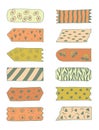 decorative tape set, washi tapes, sticky tapes. Set of pieces of paper isolated on a white background. Vector Royalty Free Stock Photo