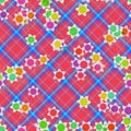 Decorative tartan pattern with stylized drawn flowers Royalty Free Stock Photo