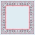 Decorative template with square floral ornament. Boxy floral frame with wild flowers and tulips.