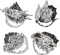 Decorative templates with dragon heads