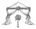 Decorative tent for a party or wedding with flower decorations,  vector illustration Royalty Free Stock Photo