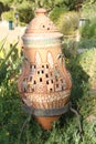 Decorative terracotta garden ornament.