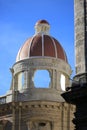 Decorative tower of an old building in Havana against a blue sky, close-up Royalty Free Stock Photo