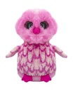 Decorative toy owl doll pink isolated on the white background