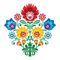 Folk embroidery with flowers - traditional polish pattern