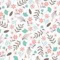 Decorative trendy beautiful vector floral seamless pattern design for textile and printing. Ditsy abstract flowers and leaves.