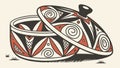 Decorative Tribal Patterned Lidded Container, vector design Generative AI Royalty Free Stock Photo