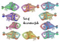 Decorative tropical fish. Set of fish. Vector Royalty Free Stock Photo
