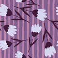 Decorative tulip seamless pattern on purple background. Abstract floral backdrop. Spring flower wallpaper Royalty Free Stock Photo