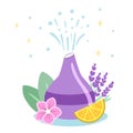 Decorative ultrasonic home diffuser and lavender flowers for meditation and freshness