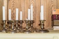 Decorative unlit candles in restaurant Royalty Free Stock Photo