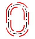 Decorative uppercase letter with dash-dotted line effect.