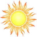 Decorative vector bright colorful sun symbol in yellow-orange to