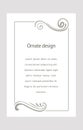 Decorative vector frame. Elegant element for design template, place for text. Floral border. Royalty Free Stock Photo