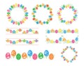 Decorative vector frames and seamless borders with colored eggs for easter holiday Royalty Free Stock Photo