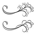 Decorative vector ornament black linear swirls, decorative element, tattoo template