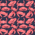 Decorative vector seamless pattern with different crabs.