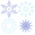 Decorative vector 4 snowflakes for the design of New Year and Christmas cards, wrapping paper, winter holiday Royalty Free Stock Photo