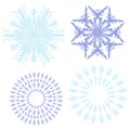 Decorative vector 4 snowflakes for the design of New Year and Christmas cards, wrapping paper, winter holiday Royalty Free Stock Photo