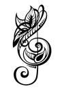 Decorative Vector Treble Clef music note icon.Music tattoo symbol.Vector illustration Royalty Free Stock Photo