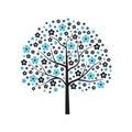 Decorative vector tree in blue bloom Royalty Free Stock Photo