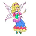 Decorative vertical illustration of cute fantasy flower fairy Royalty Free Stock Photo