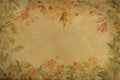 Decorative vintage floral parchment paper for a background with copy space in the middle