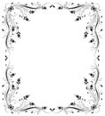 Decorative Vintage Frame With Floral Ornament And Butterflies  In Retro Style Isolated On White