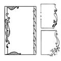 Decorative vintage hand drawn floral border frames - vector illustration Royalty Free Stock Photo