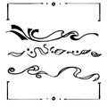 Decorative vintage hand drawn floral border frames - vector illustration