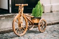 Decorative Vintage Model Old Wooden Bike Bicycle Equipped Basket Royalty Free Stock Photo